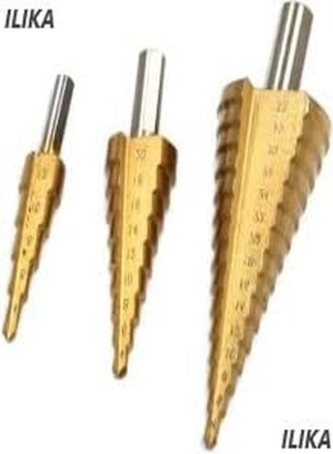 ILIKA 3X Large HSS Steel Step Cone Drill Titanium Bit Set Hole Cutter 4-12/20/32mm - Image 2